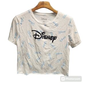 Disney White Blue Spell Out Logo Graphic T-Shirt Women's Sz. XXL